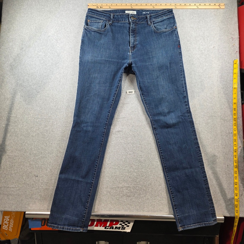 Warp + Weft Amsterdam Slim Jeans Mens 36x34 Medium‎ Blue AMS Denim Pants